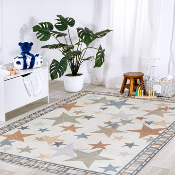 Star Gazer Geometric Machine-washable Area Rug